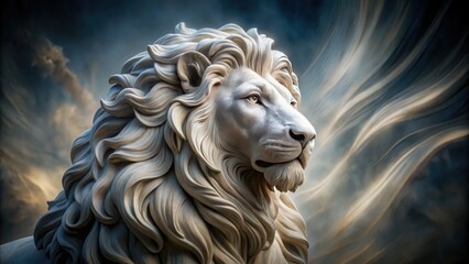 Artistic Lion Sculpture with Marble Effect in Long Exposure Photography for Stunning Visuals