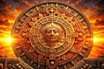 Obraz premium The Ancient Mayan Sun Symbol embodies light, energy, and life, reflecting rich cultural heritage and artistic expressions of the civilization's profound connection to nature.