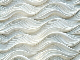 A seamless monochromatic white wave texture pattern perfect for elegant design projects, offering a refined background that enhances sophistication and visual appeal in various applications.