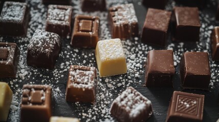 Assorted Chocolate Candies on Dark Surface