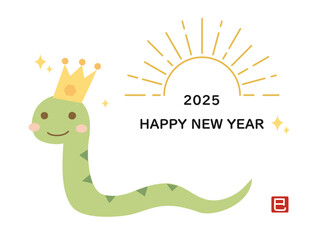 2025年の巳年の年賀状に使えるイラストのカード