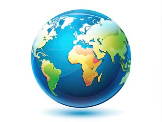 Naklejka premium This flat-style globe icon symbolizes global connectivity and navigation themes, showcasing a modern design that highlights communication and direction in a minimalist 