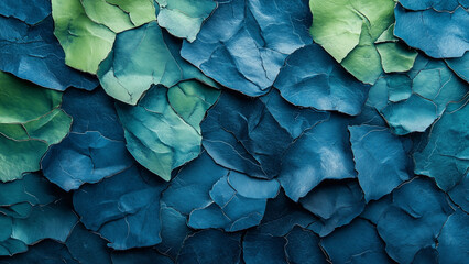 Obraz premium Neon Blue and Green Collage with Natural Texture Patterns