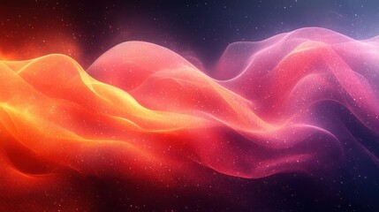 Abstract wavy glowing background in red and orange color.