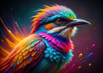 Fototapeta premium Vibrant abstract bird artwork showcases dynamic shapes and vivid colors, perfect for enhancing creative spaces with its lively and engaging visual appeal.