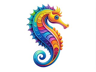 Obraz premium Vibrant seahorse logo design ideal for marine life businesses, ocean-themed branding, and aquatic ventures, capturing the essence of underwater beauty and biodiversity.
