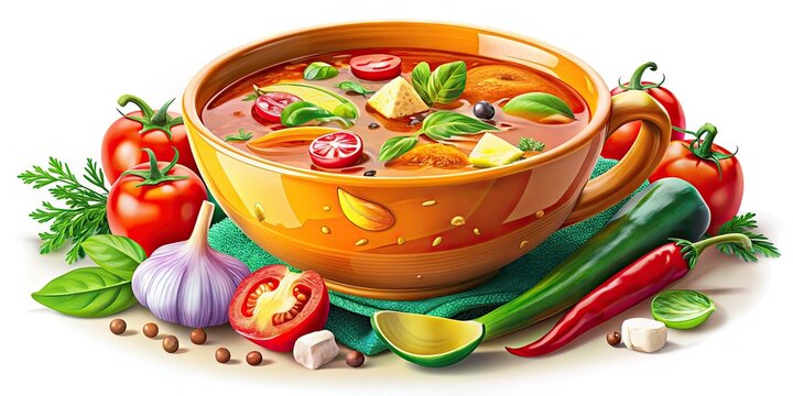 recommend clip art: Vibrant soup bowl clip art featuring fresh ingredients, perfect for enhancing recipes, menus, and cooking graphics with a lively, colorful touch. Ideal for culinary projects.