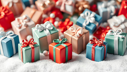Christmas gift boxes pattern handmade from plasticine isolated with white highlights, png