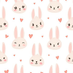 seamless pattern with rabbits face background. Generative ai