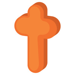 Orange cross in minimalistic flat design, Vector