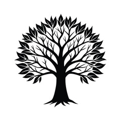 Obraz premium A high-quality black tree vector illustration, perfect for digital products, printable designs, logos, and creative projects. Downloadable in editable formats for easy customization.