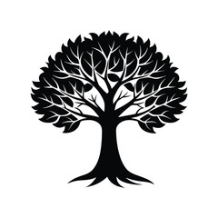 Stylish black vector illustration of a tree, perfect for eco-friendly designs.