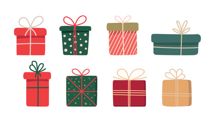 christmas gift box set vector