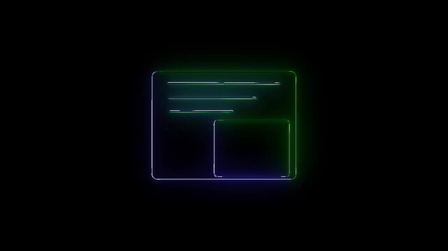 Neon square border.neon square frame animation.black background 4k animation.
