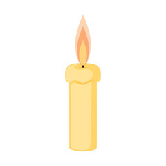 Tall yellow candle with soft glowing flame, Vector