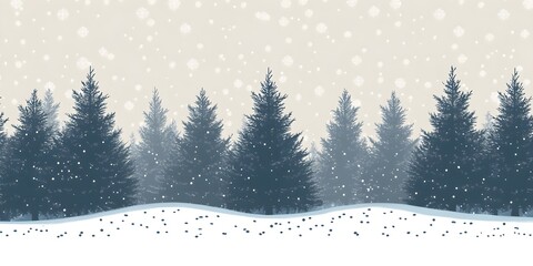 Winter landscape with snow and fir trees as vintage christmas wallpaper