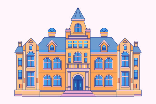 colorful building architecture, flat design style clip art preview