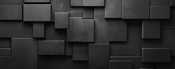 Abstract 3d black tiles background, generated ai
