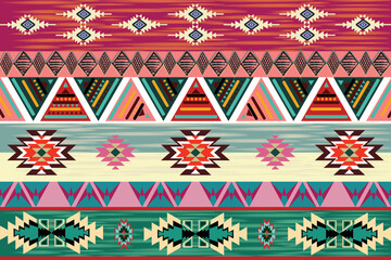 Navajo tribal vector seamless pattern. Native American ornament. Ethnic South Western decor style. Boho geometric ornament. Vector seamless pattern. Mexican blanket, rug. Woven carpet illustration