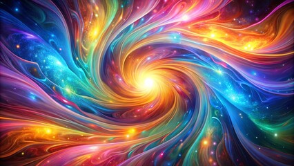 Obraz premium Cosmic Dance of Colors A Whirlwind of Ethereal Energy, Swirling with Galaxies and Radiant Stars
