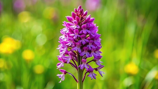 High angle view of Anacamptis morio plant captured in close-up detail