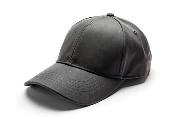 Fototapeta premium High angle view of black baseball cap isolated on white background for mockup
