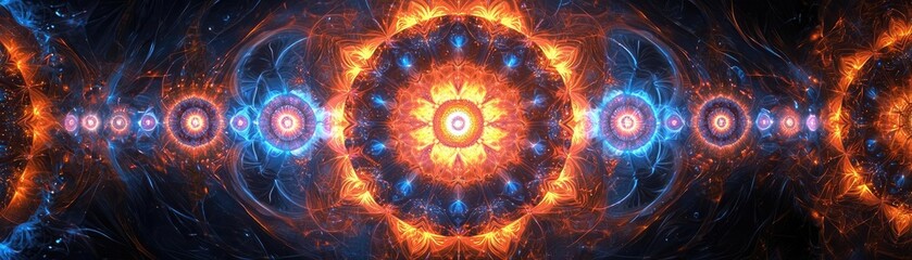 A vibrant abstract design featuring circular patterns, blending warm and cool colors, perfect for digital art and creative projects.