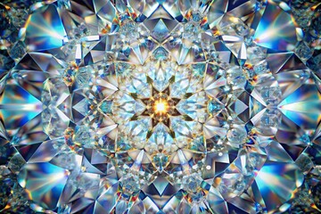 High angle view of colorful gemstone diamond or shiny glass texture creating a kaleidoscope effect