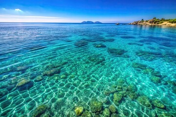 Fototapeta premium High angle view of crystal clear Aegean Sea water from above