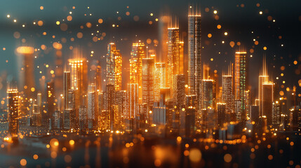 A brightly lit city with thousands of lights,