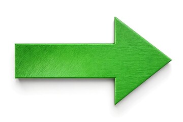 Fototapeta premium High angle view of green arrow on isolated white background