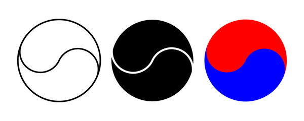 Taegeuk symbol set isolated on white background