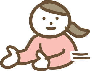 すっと手を動かす私服の若い女性(上半身)