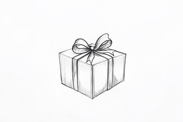 Obraz premium Hand-Drawn Sketch of a Gift Box with a Bow