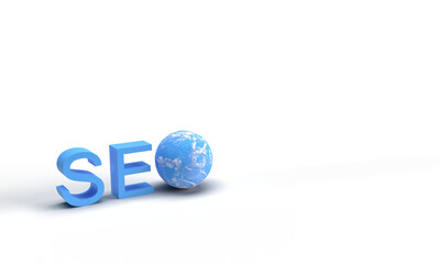 Seo text font calligraphy blue color white background copy space marketing seo business digital...