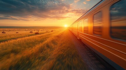 Train Journey at Sunset