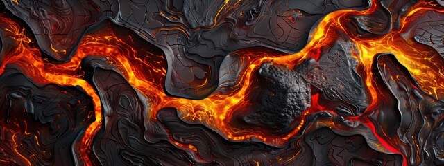 Fiery Abstract Lava Design, vibrant molten textures, dynamic colors, captivating energy, ideal for digital backgrounds and creative projects
