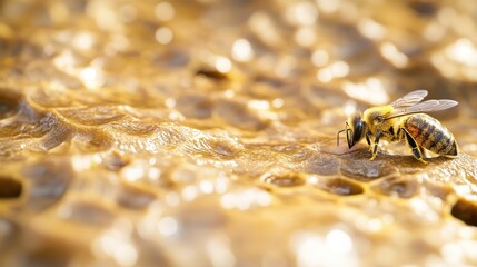 A close-up of bees on honeycomb, highlighting their role in honey production.