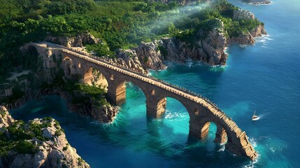 Majestic Ancient Aqueduct Harnessing the Power of Water in a Breathtaking Landscape an Engineering of Controlling Water s Force in a Historic Civilization