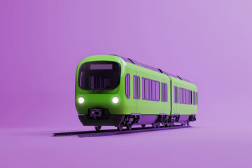Naklejka premium Train Icon in 2D, Departing Green on a Lavender Background for a Modern Look