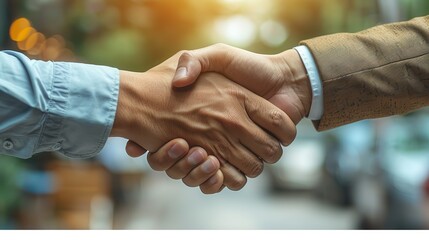 Business Partnership Handshake in Natural Light
