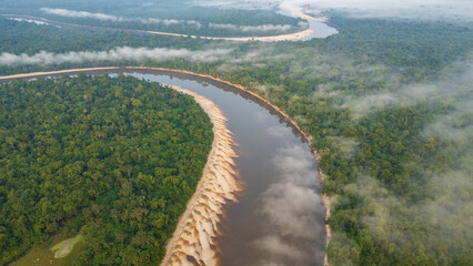 AERIAL PHOTOS OF THE NANAY RIVER IN THE PERUVIAN AMAZON, IGAPOS OR BLACK WATER RIVERS OF THE...