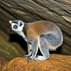 Obraz premium Ever heard of the aye-aye? This unique lemur from Madagascar uses its elongated middle finger to tap on trees and locate insects hidden beneath the bark. 