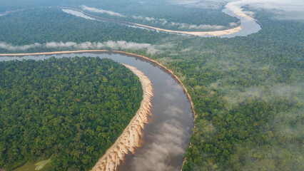 AERIAL PHOTOS OF THE NANAY RIVER IN THE PERUVIAN AMAZON, IGAPOS OR BLACK WATER RIVERS OF THE...
