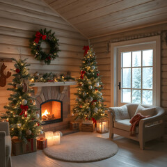 Una caba&ntilde;a navide&ntilde;a id&iacute;lica rodeada de una atm&oacute;sfera acogedora.