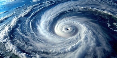 Hurricane spinning in the ocean causing damage and devastation