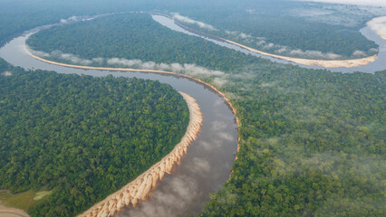 AERIAL PHOTOS OF THE NANAY RIVER IN THE PERUVIAN AMAZON, IGAPOS OR BLACK WATER RIVERS OF THE...