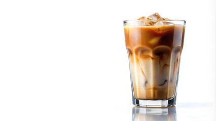 Ice coffee glass isolated in white background