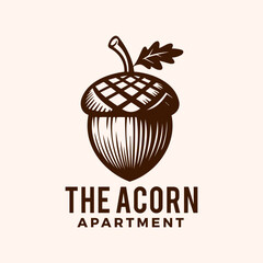 Acorn with oak tree leaf vector illustration 