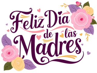Fotobehang Feliz Día de las Madres Typography with colorful flowers © Aksapix Studio